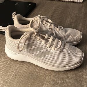 Adidas Kids White/Gray Cloud Foam Athletic Sneakers,Size 3